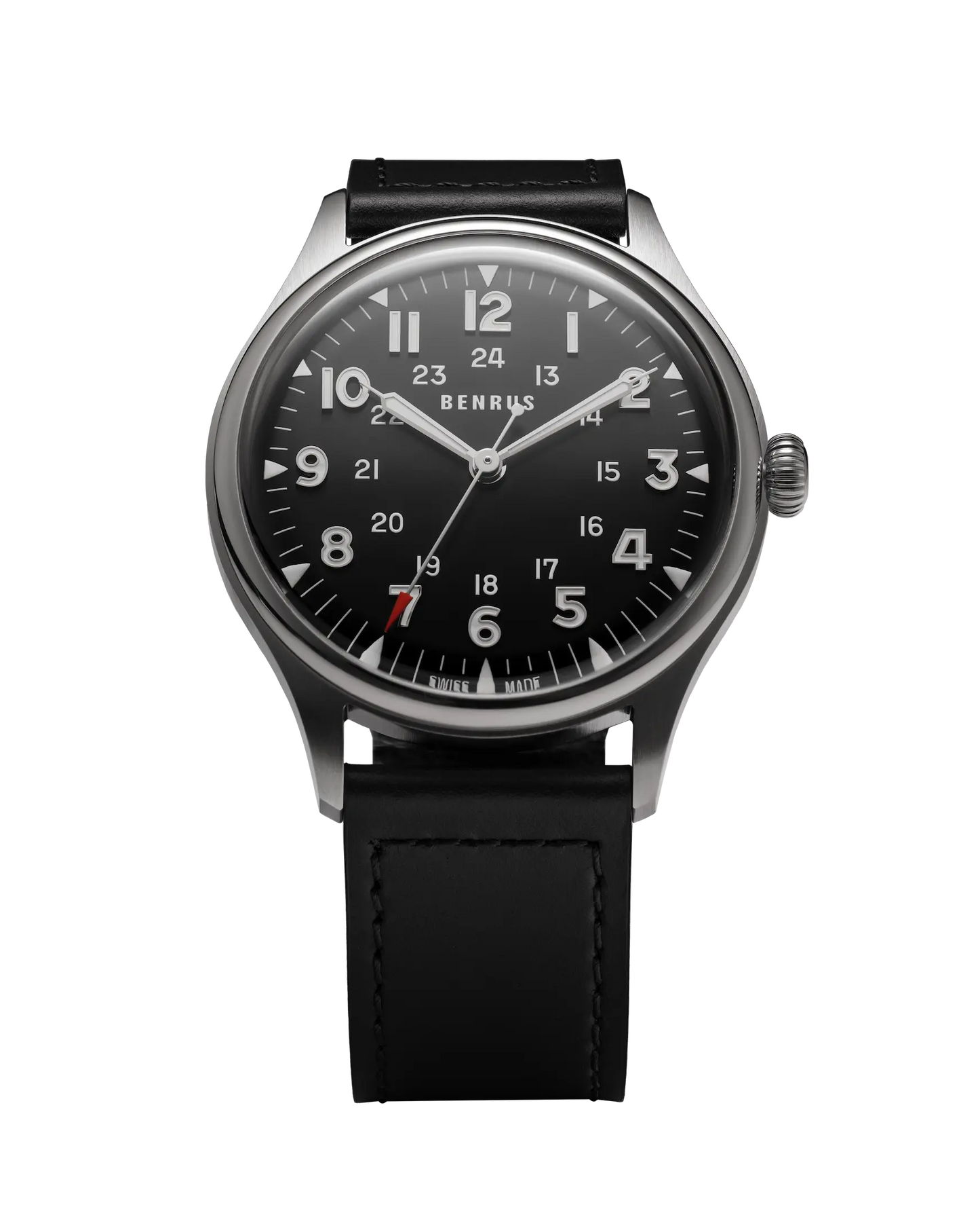 BENRUS #3061 BU Automatic Swiss Made Black Dial Sapphire Crystal Watch