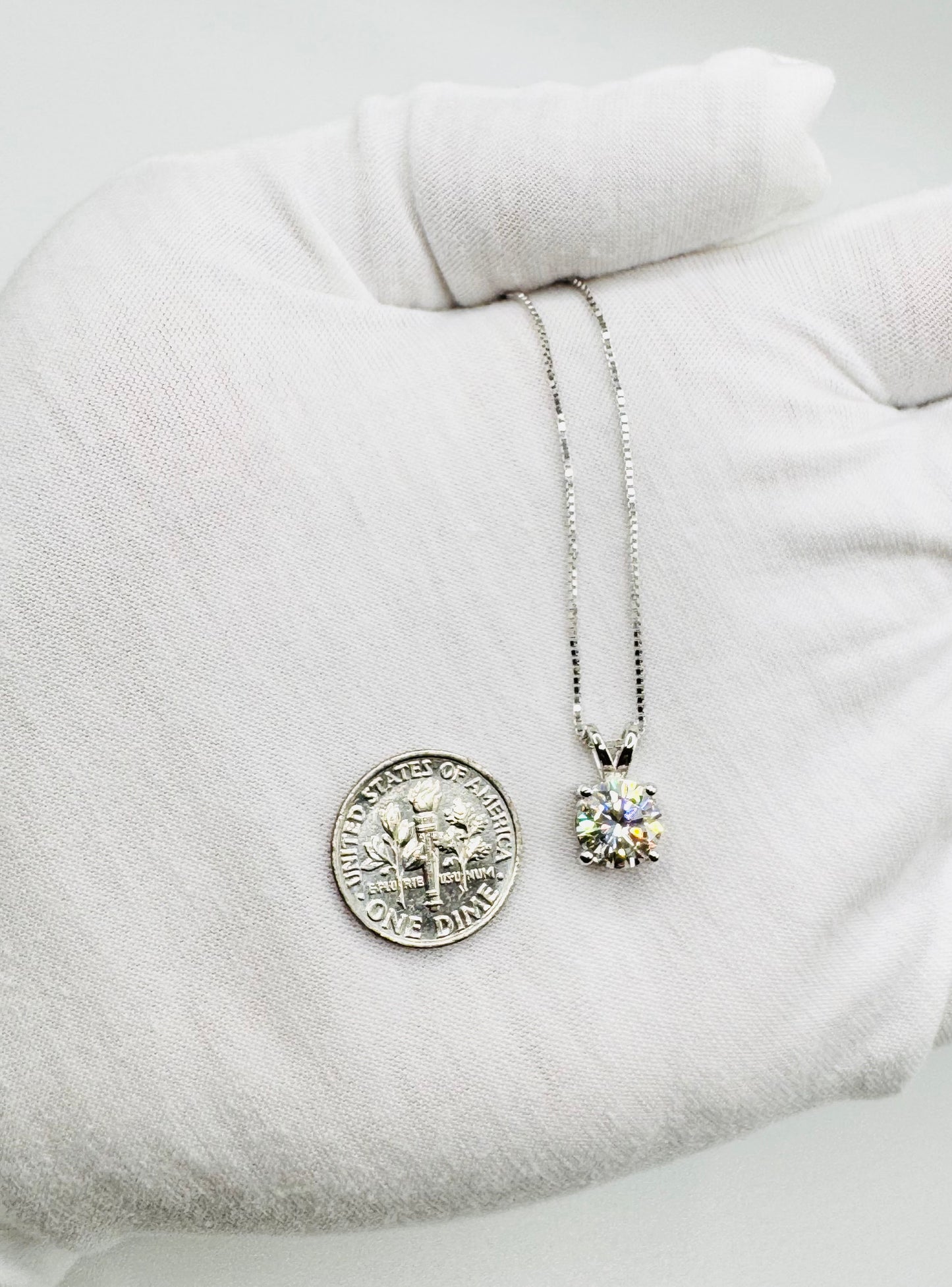 2 Ct Round Cut VVS1/D Certified Moissanite 14k White Gold Pendant 18" Box Chain