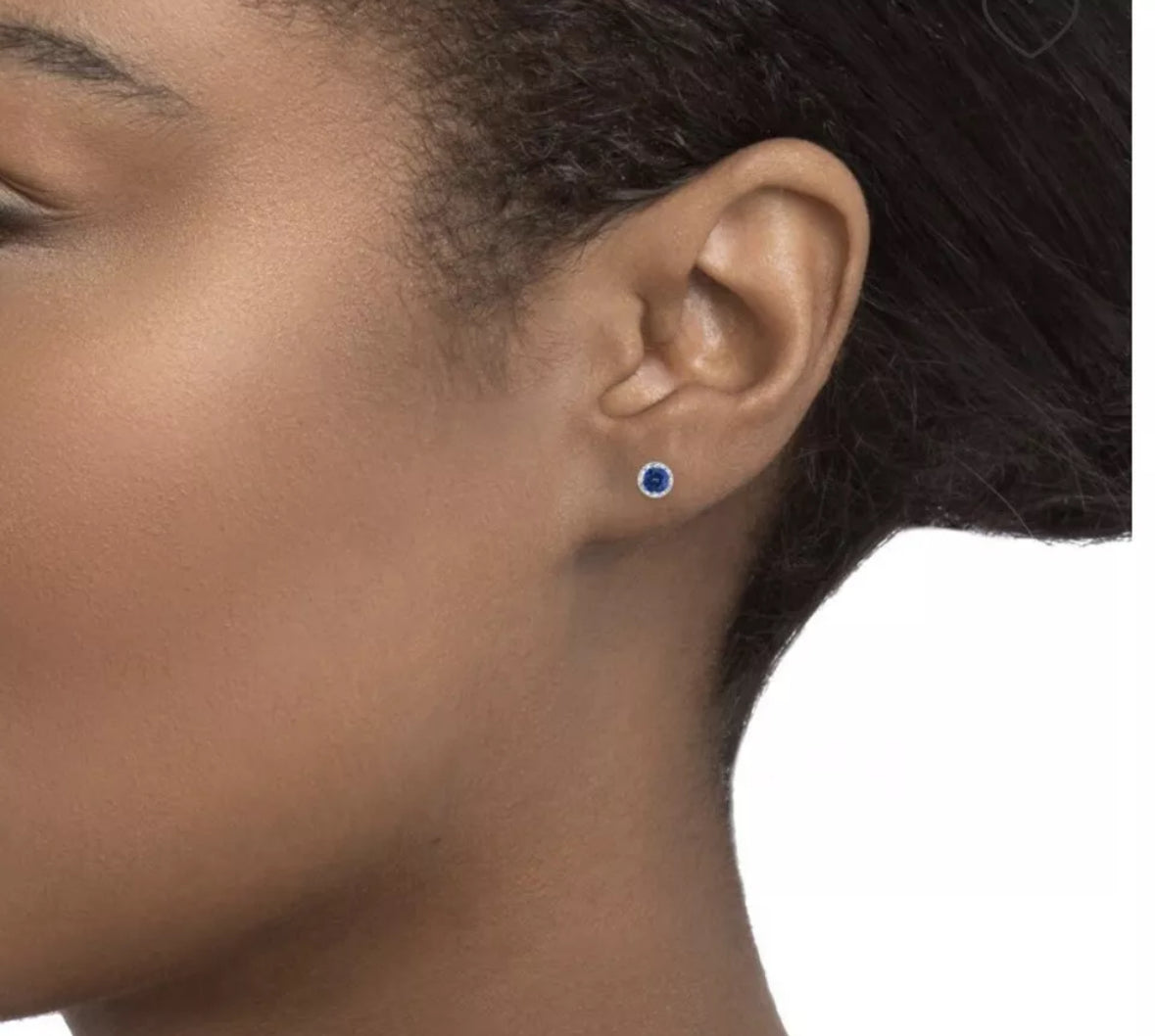 4.00 Ct Round Lab Created Blue & White Sapphire Halo Stud Earrings 14K White Gold Push Back