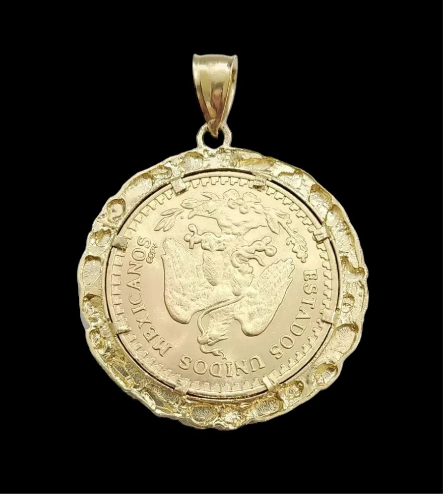 Centenario Coin & Frame 50 Pesos 1947 Mexico Mexican Solid Heavy 10k Yellow Gold Heavy Gold