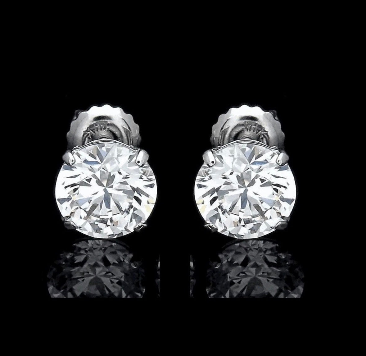 6.00 CT ROUND CUT VVS1/D LAB CREATED EARRINGS 14K WHITE GOLD SCREW-BACK 9MM
