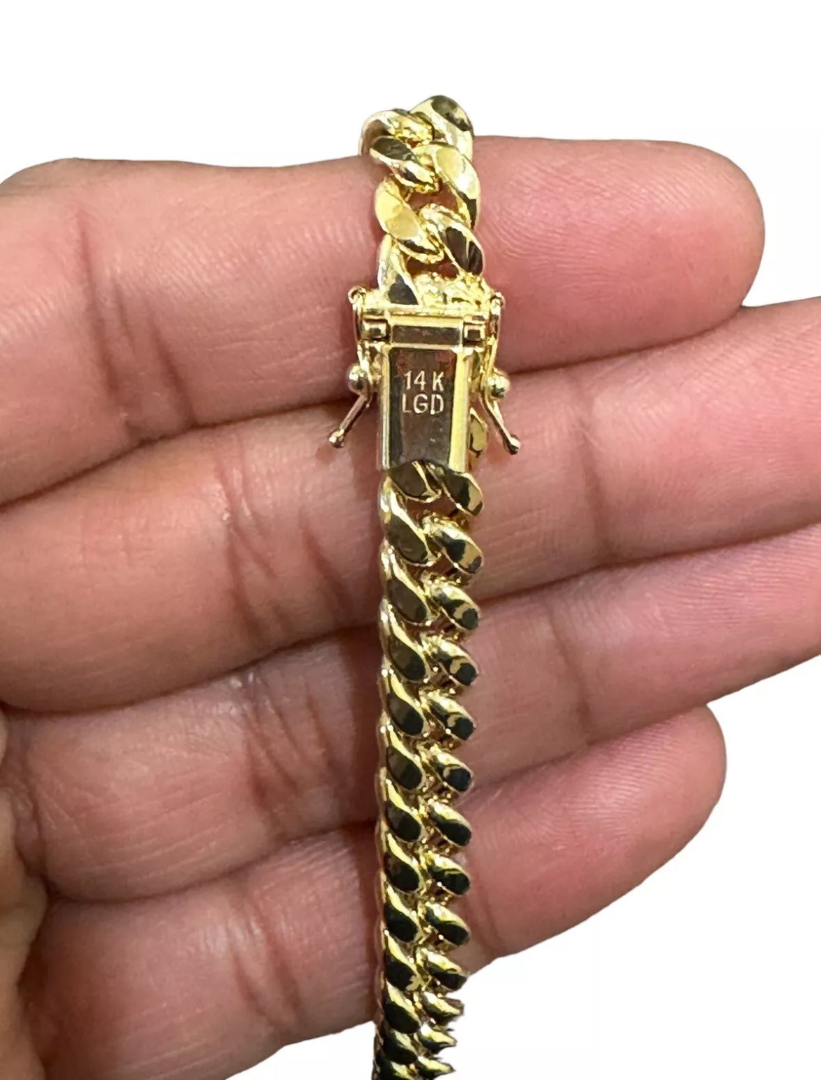14k Yellow Gold 8mm Miami Cuban Link Chain Necklace 24” Inc Box Lock Top Quality