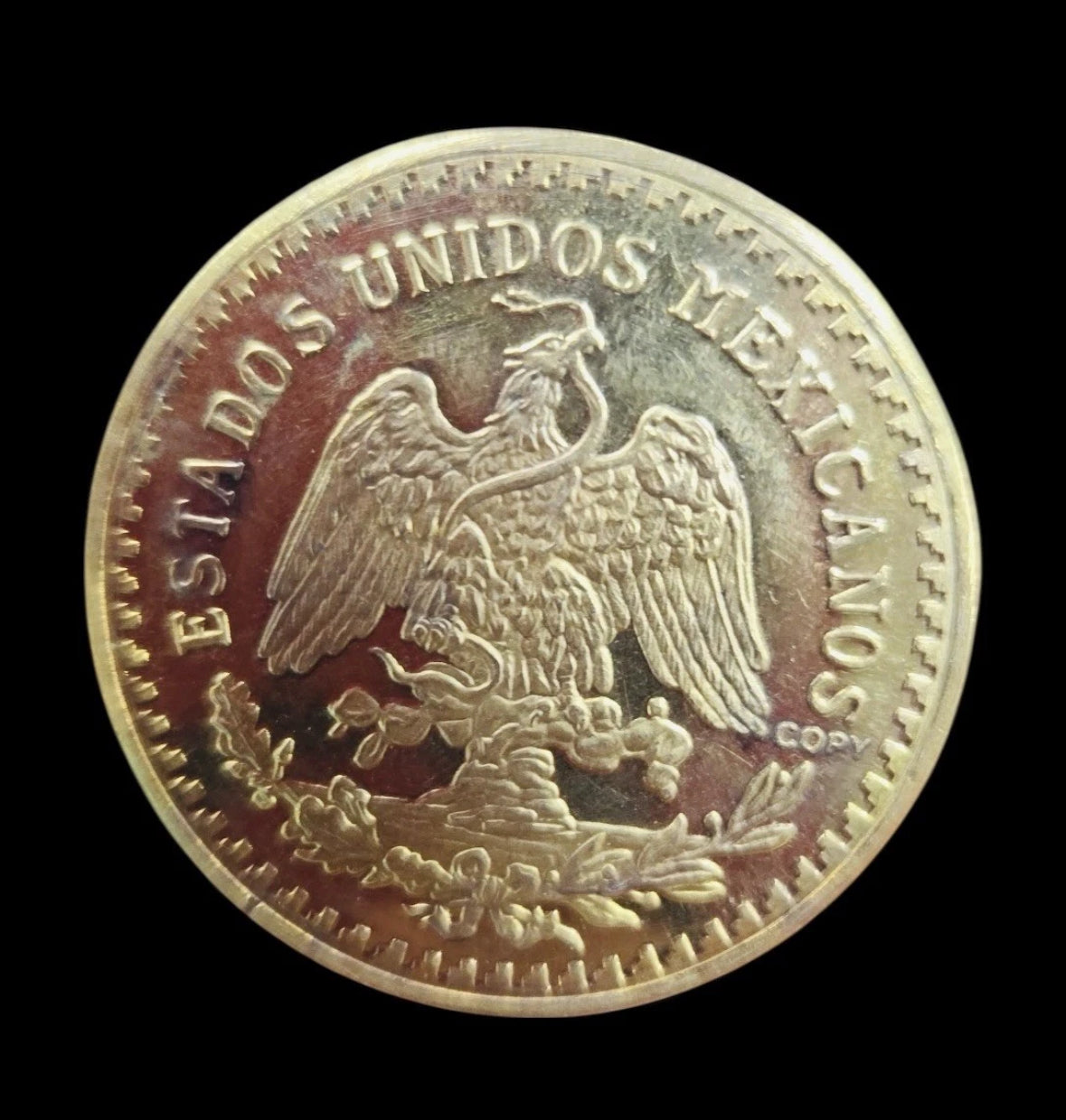 Centenario Coin Custom 10k Yellow Solid Gold 50 Pesos 1947 Mexico Mexican Coin