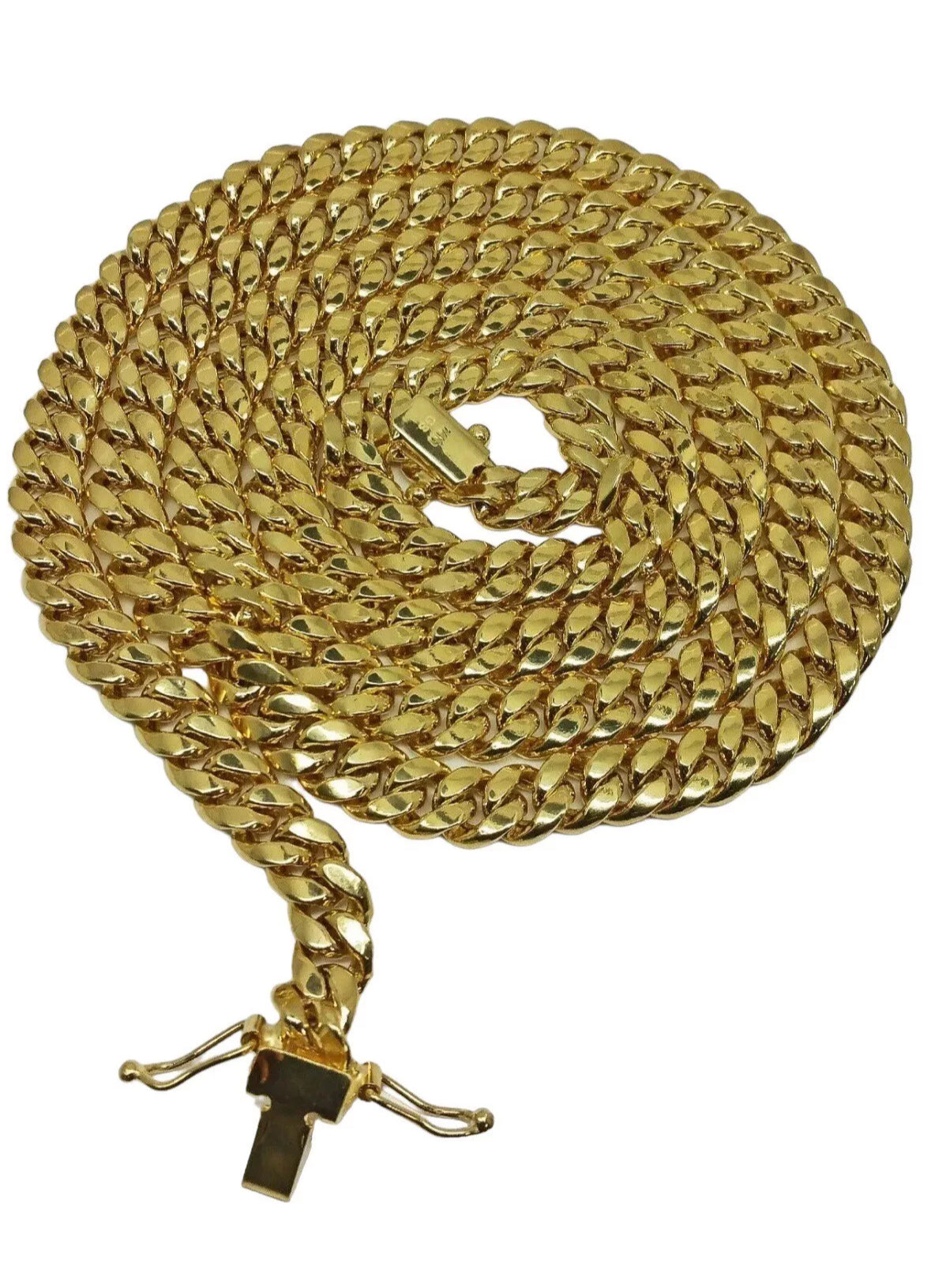 14k Yellow Gold 8mm Miami Cuban Link Chain Necklace 24” Inc Box Lock Top Quality
