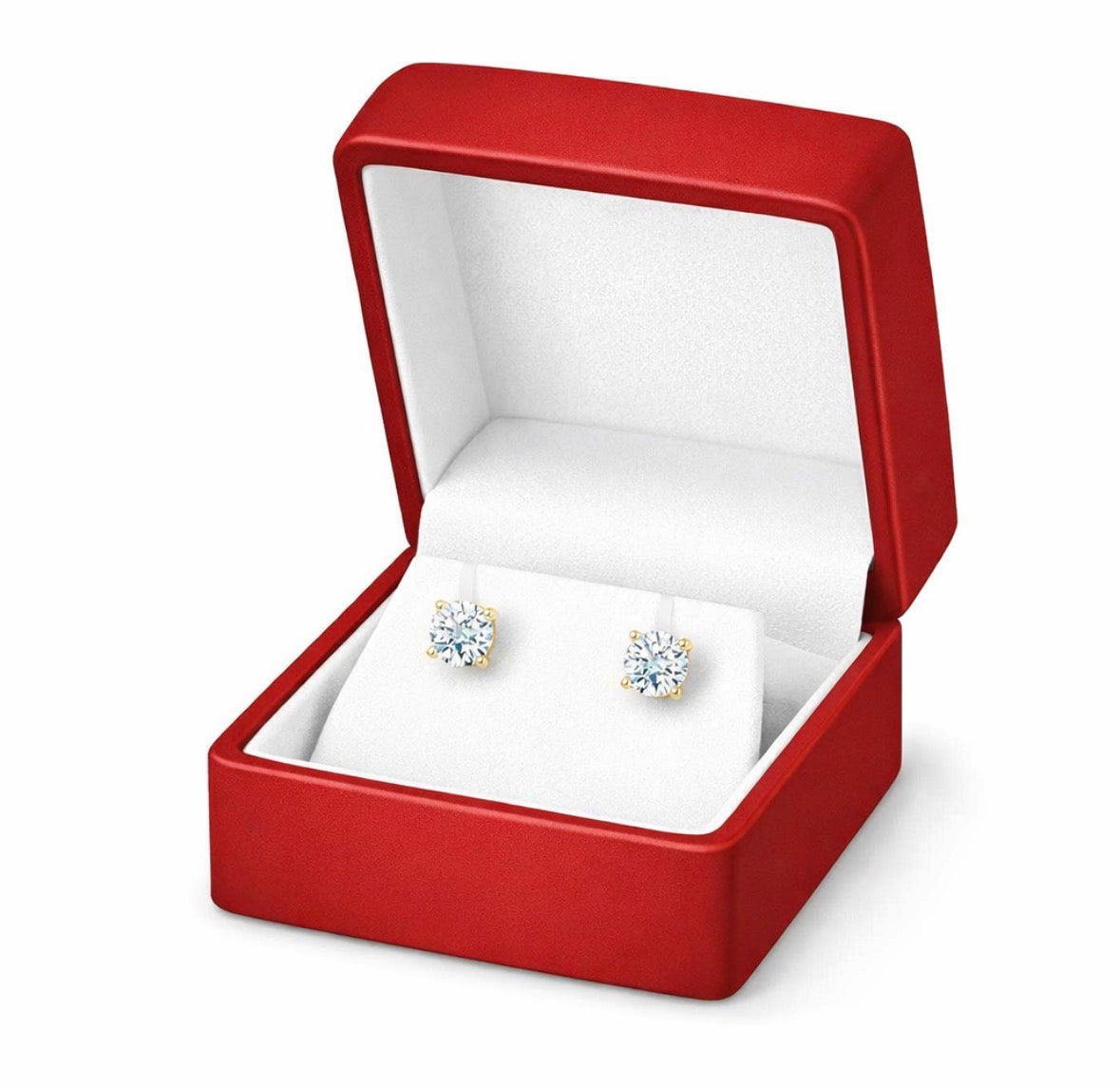 1.00 Ct Round Lab Grown Certified E/VS1 Diamond Earrings 14K Solid Yellow Gold Basket 6mm Screw