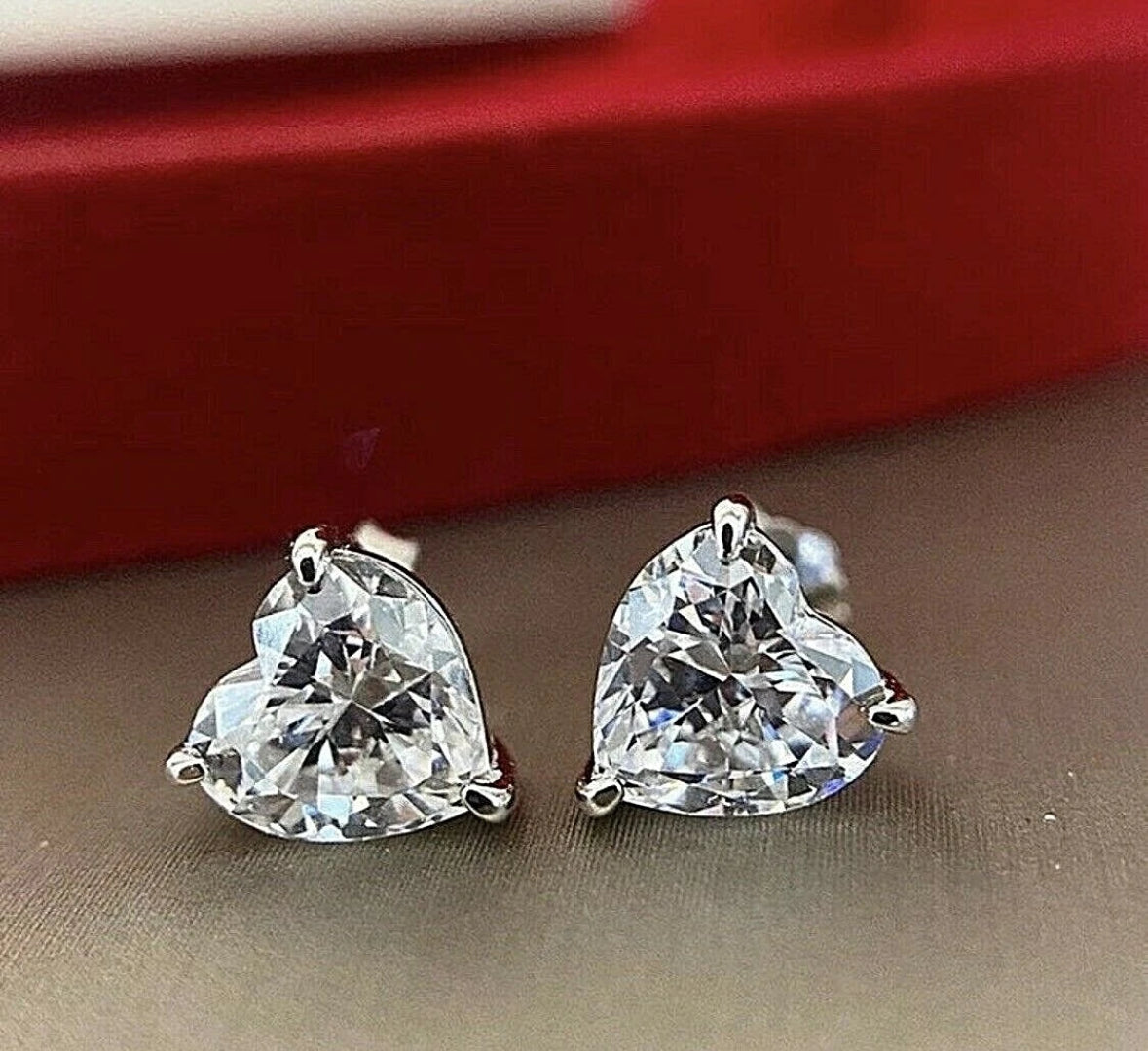 2.50 Ct Heart Shape FL/D Lab Created Solitaire Stud Earrings 14K White Gold 7mm