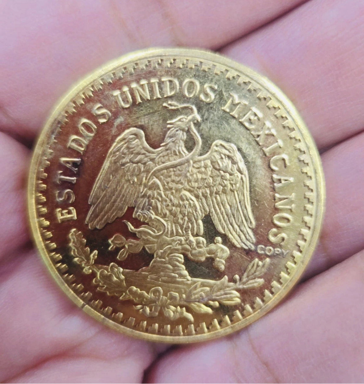 Centenario Coin Custom 10k Yellow Solid Gold 50 Pesos 1947 Mexico Mexican Coin