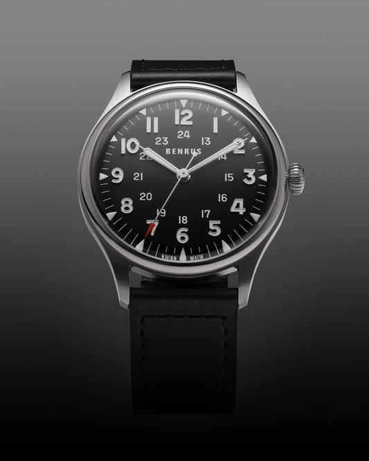 BENRUS #3061 BU Automatic Swiss Made Black Dial Sapphire Crystal Watch