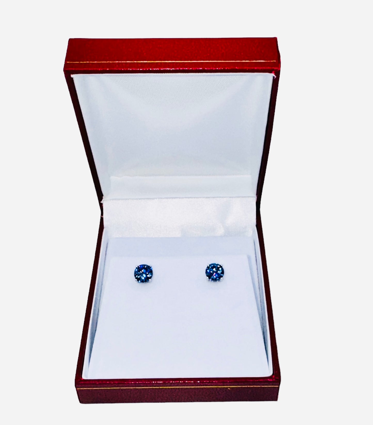 2.00 Ct Round Cut Lab Created Tanzanite Stud Earrings 14k White Gold 7mm Push Back