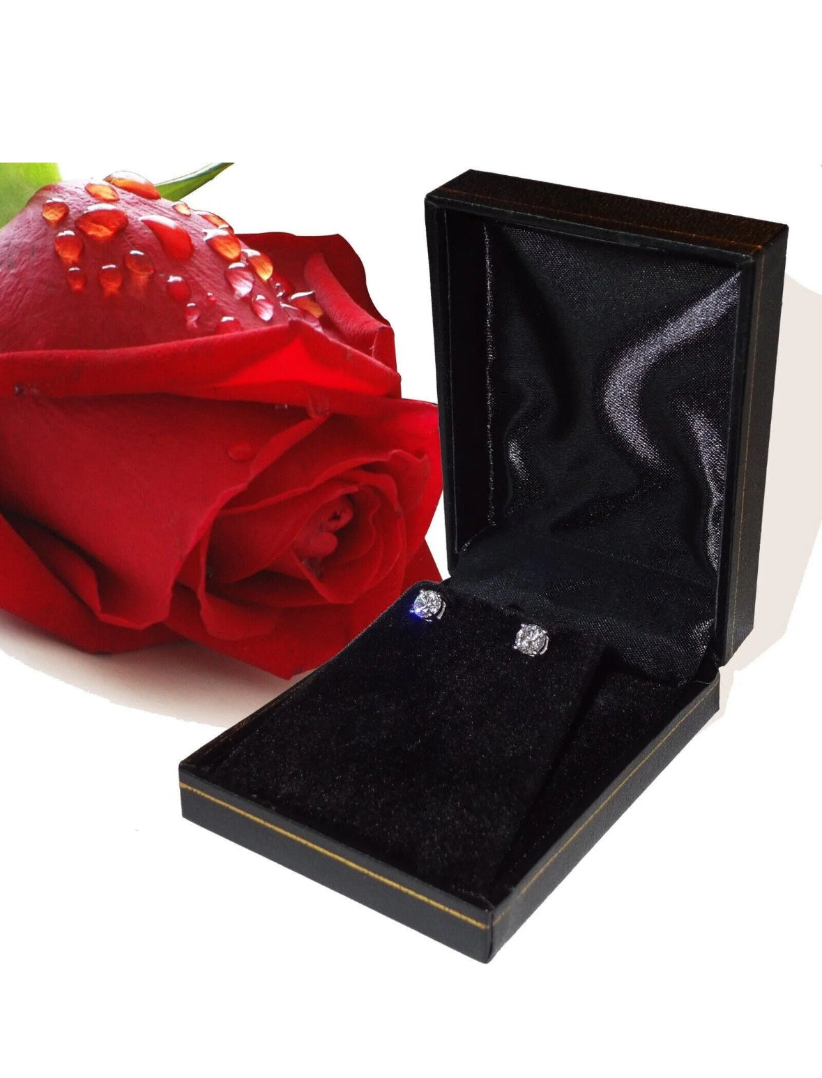 4 Ct Tw Round Cut Lab Created VVS1/D Stud Earrings 14K White Gold Push Back 8mm