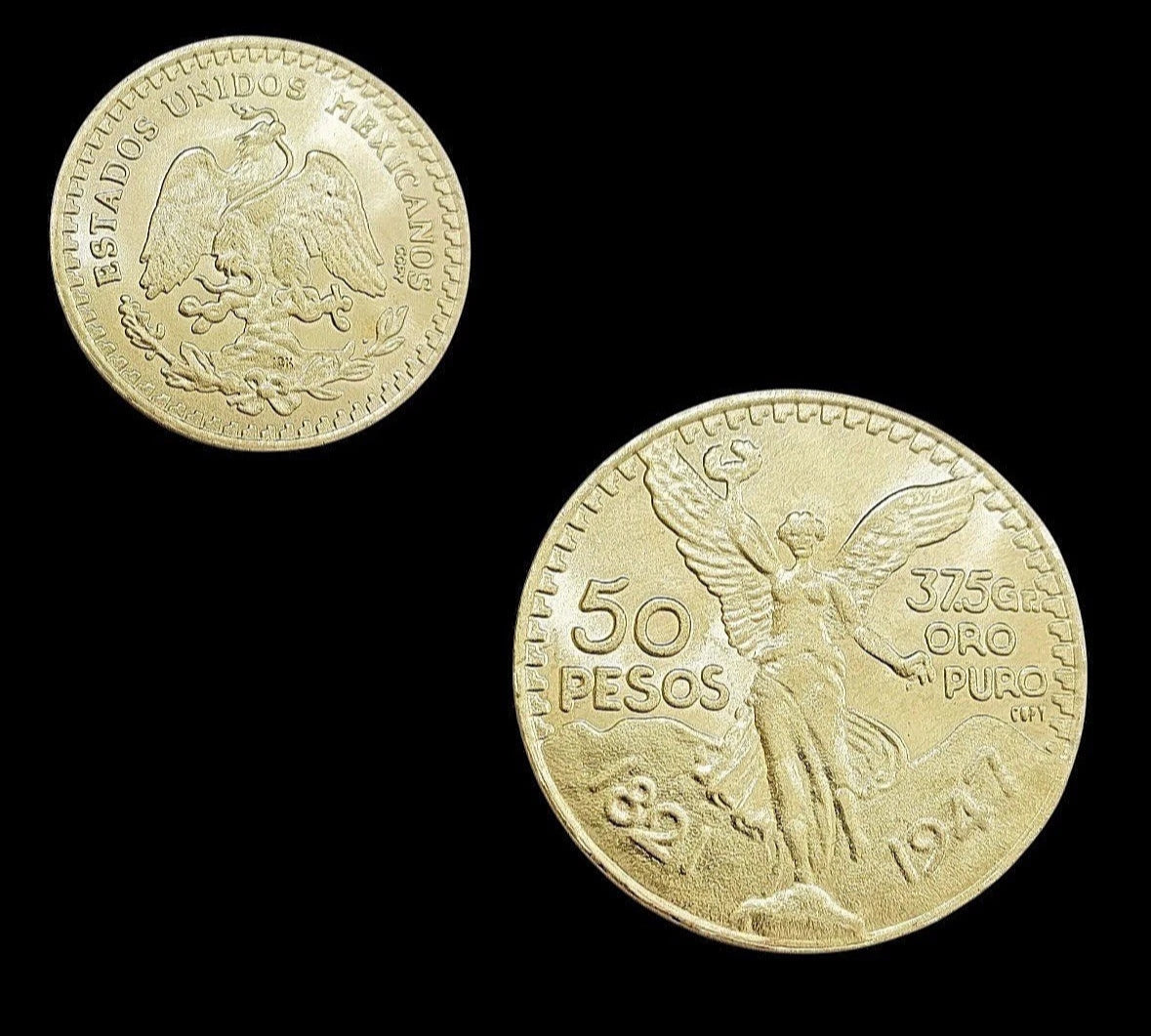 Centenario Coin Custom 10k Yellow Solid Gold 50 Pesos 1947 Mexico Mexican Coin