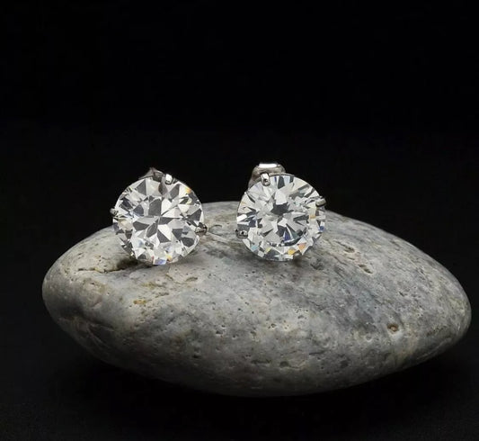 5.00 Ct Round Cut VVS1/D Lab Created Stud Earrings 14k White Gold 8mm Push Back