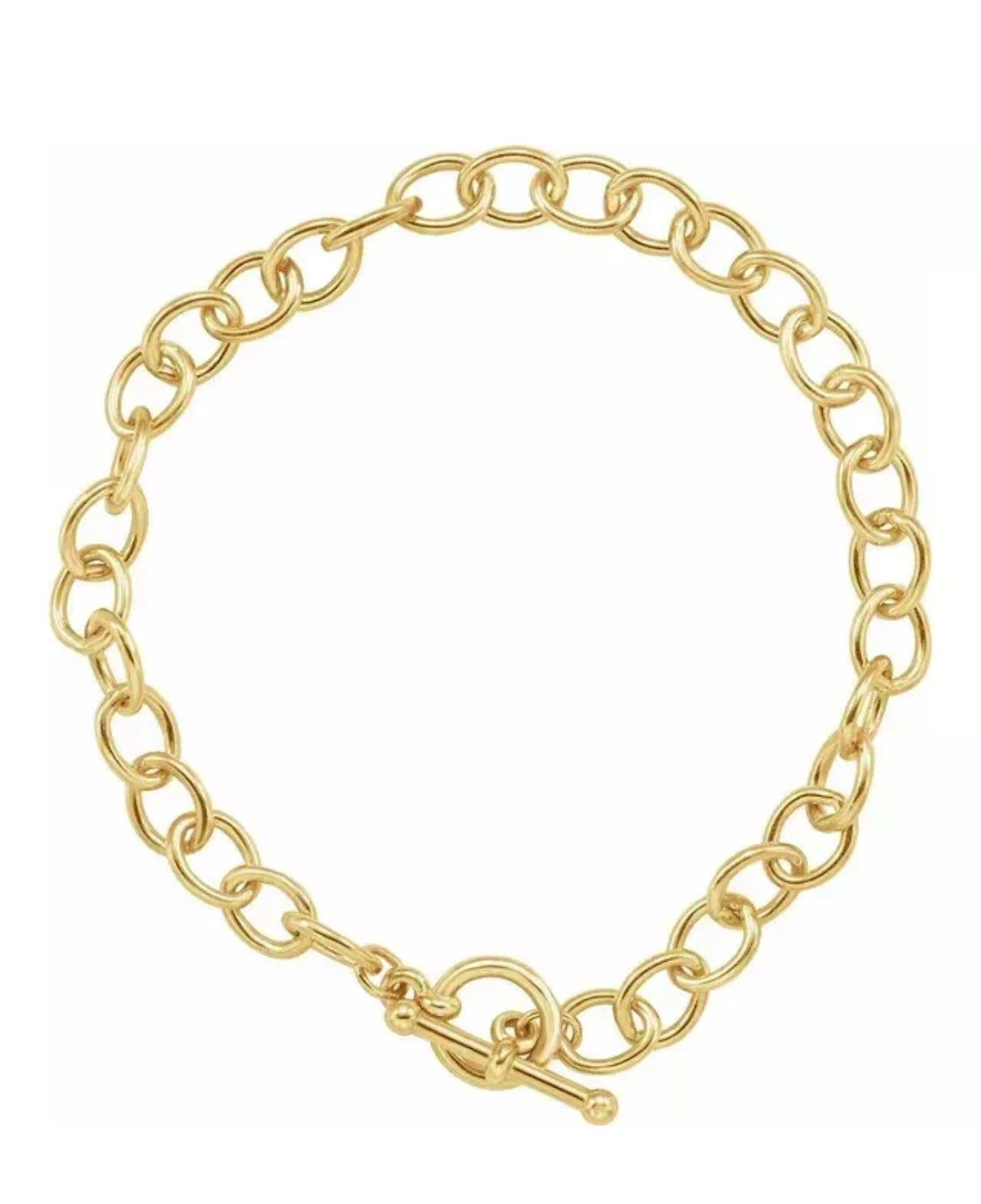 18k Yellow Gold Plated Toggle 7” Long 6mm Width Bracelet Top Quality Value $595