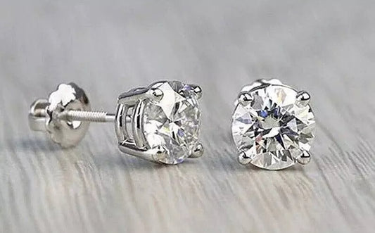 2.00 Ct Round Cut VVS1/ D Lab Created Stud Earrings 14K White Gold 7mm Screw Back