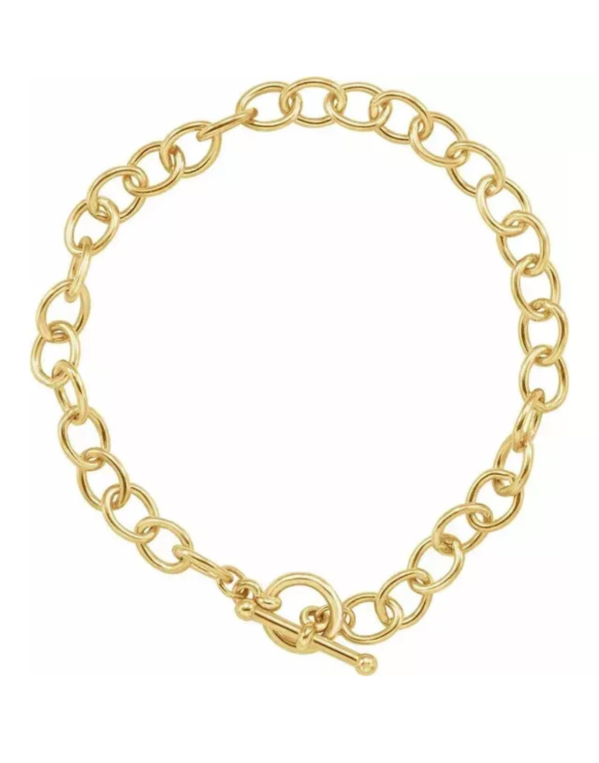 18k Yellow Gold Plated Toggle 7” Long 6mm Width Bracelet Top Quality Value $595