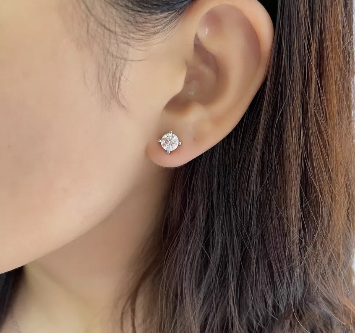 3 Ct Round Cut FL/D Lab Created White Sapphire Stud Earrings 7mm 14K White Gold