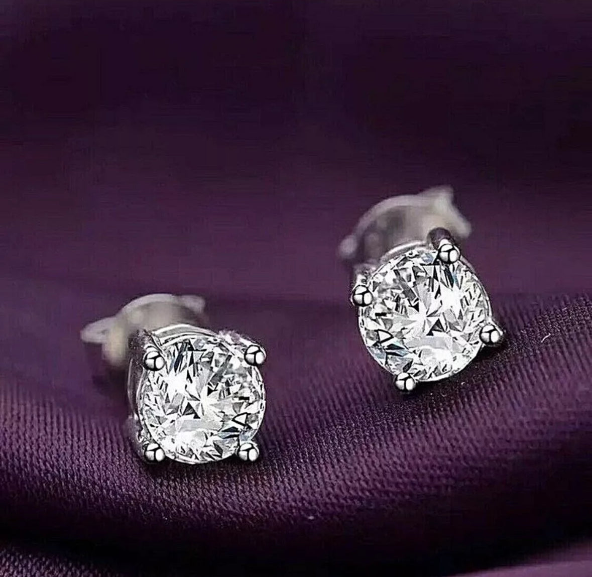 3 Ct Round Cut FL/D Lab Created White Sapphire Stud Earrings 7mm 14K White Gold