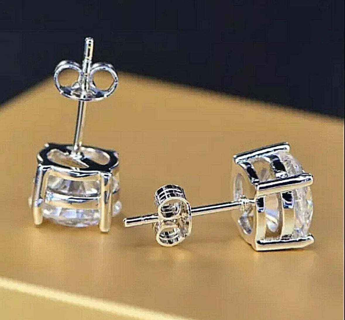 4.00 Ct Round Cut VVS1/D Lab Created Solitaire Stud Earrings 14k White Gold 8mm Push Back