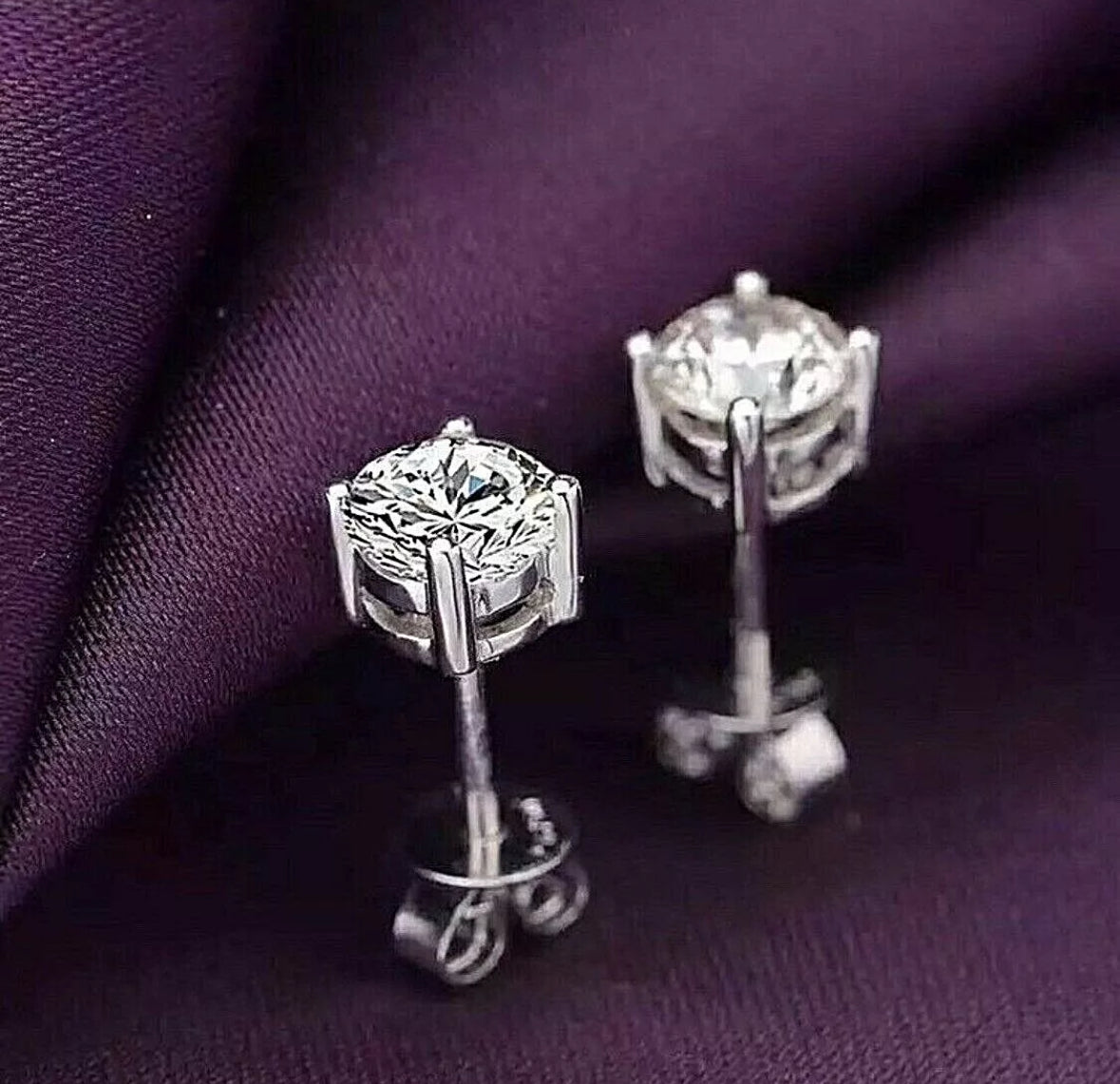 3 Ct Round Cut FL/D Lab Created White Sapphire Stud Earrings 7mm 14K White Gold