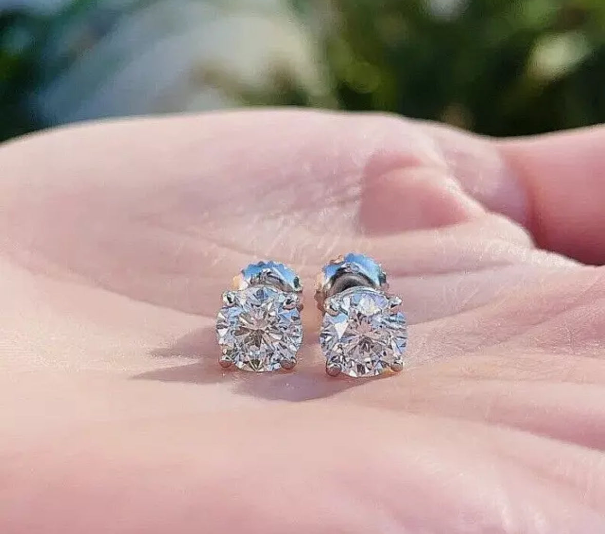 4.00 Ct Round Cut VVS1/D Lab Created Stud Earrings 14k White Gold 8mm Screw Back