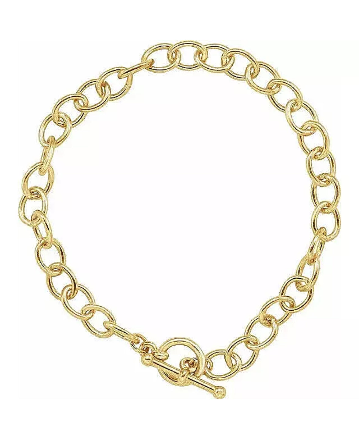 18k Yellow Gold Plated Toggle 7” Long 6mm Width Bracelet Top Quality Value $595