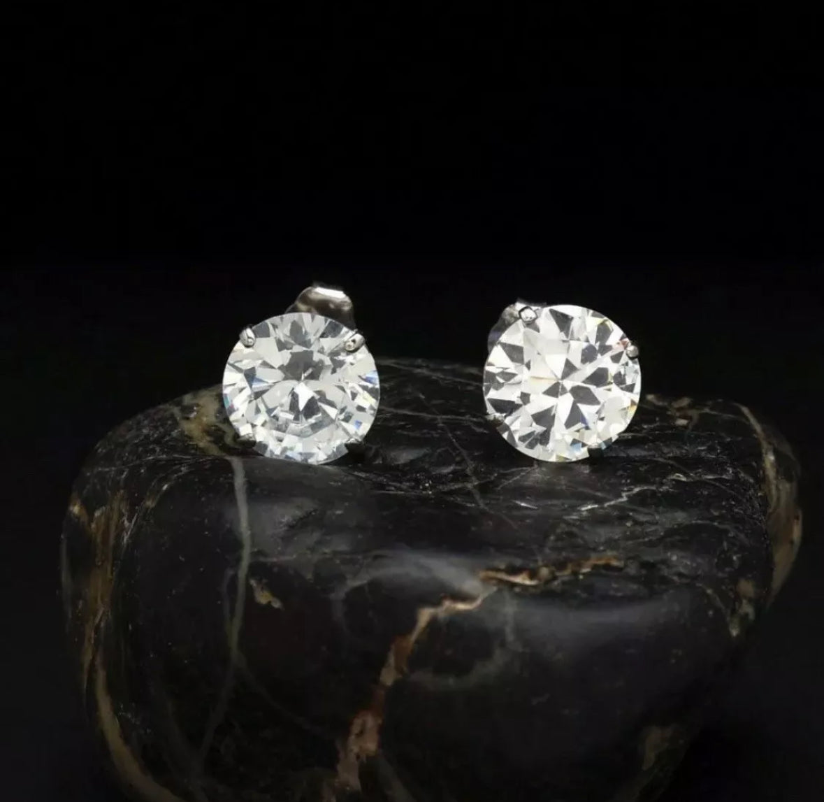 5.00 Ct Round Cut VVS1/D Lab Created Stud Earrings 14k White Gold 8mm Push Back