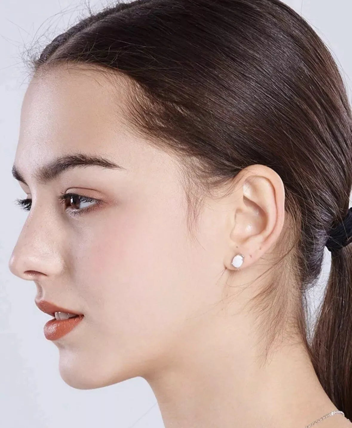 2.00 Ct Oval Sharpe Natural Opal Stud Earrings 14K White Gold 6mm Push Back Top Quality