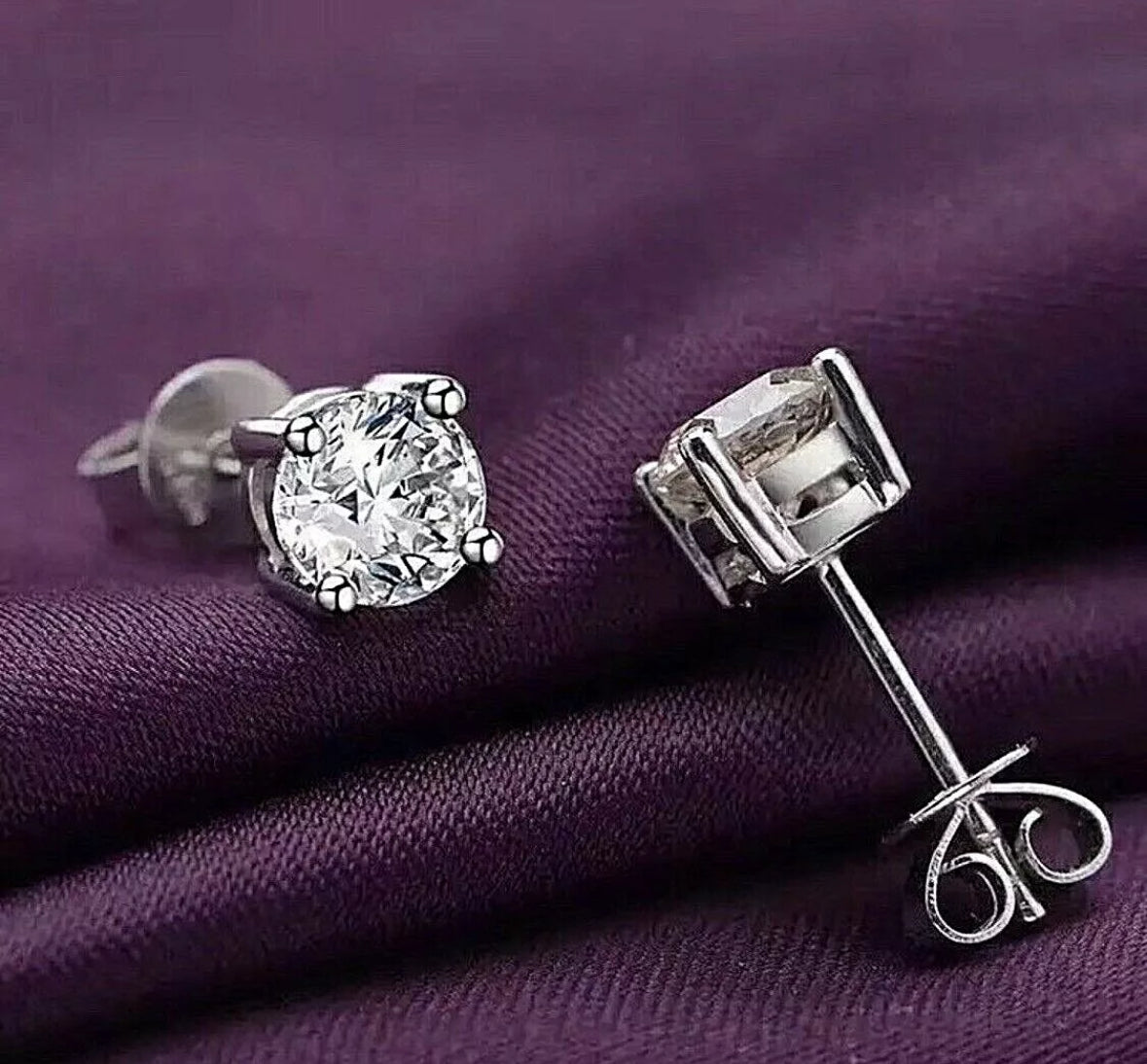 3 Ct Round Cut FL/D Lab Created White Sapphire Stud Earrings 7mm 14K White Gold
