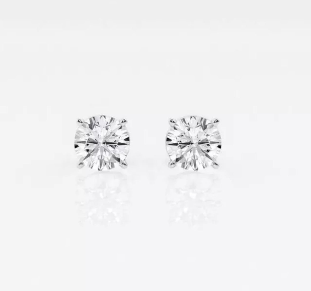 1.00 Ct Round Cut Certified VVS1/D Real Lab Grown Diamond Stud Earrings 14k Solid White Gold Screw Back