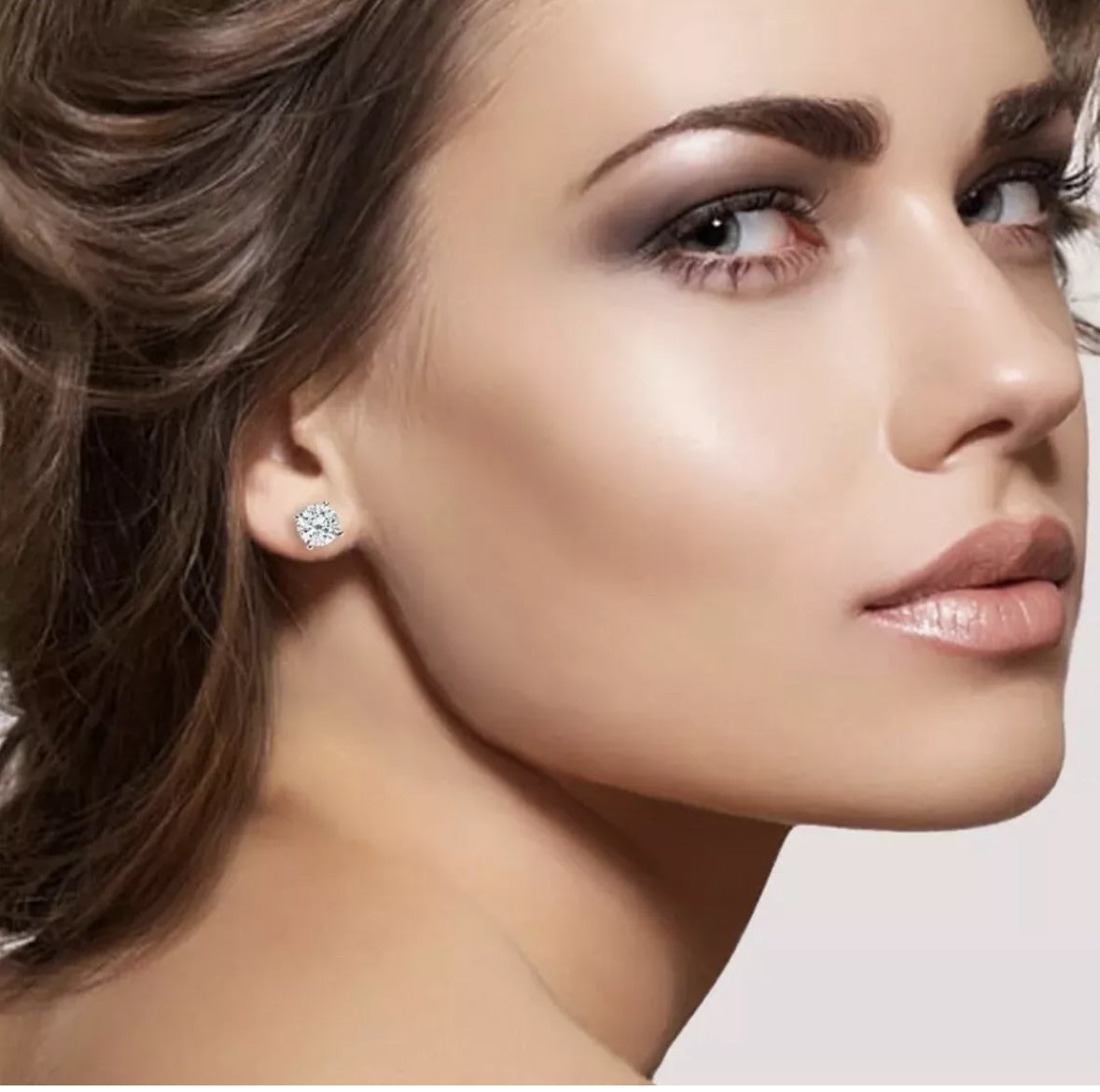 5.00 Ct Round Cut VVS1/D Lab Created Stud Earrings 14k White Gold 8mm Push Back