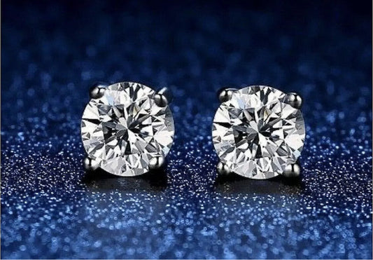 4 Ct Tw Round Cut Lab Created VVS1/D Stud Earrings 14K White Gold Push Back 8mm