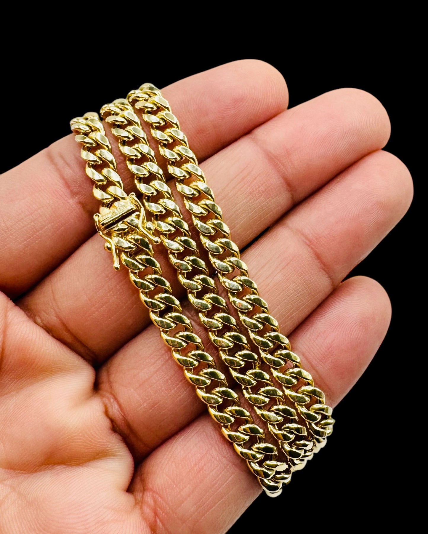 10k Pure Yellow Gold Royal Miami Cuban Link Chain 6mm Width 24" Inch Necklace Box Lock