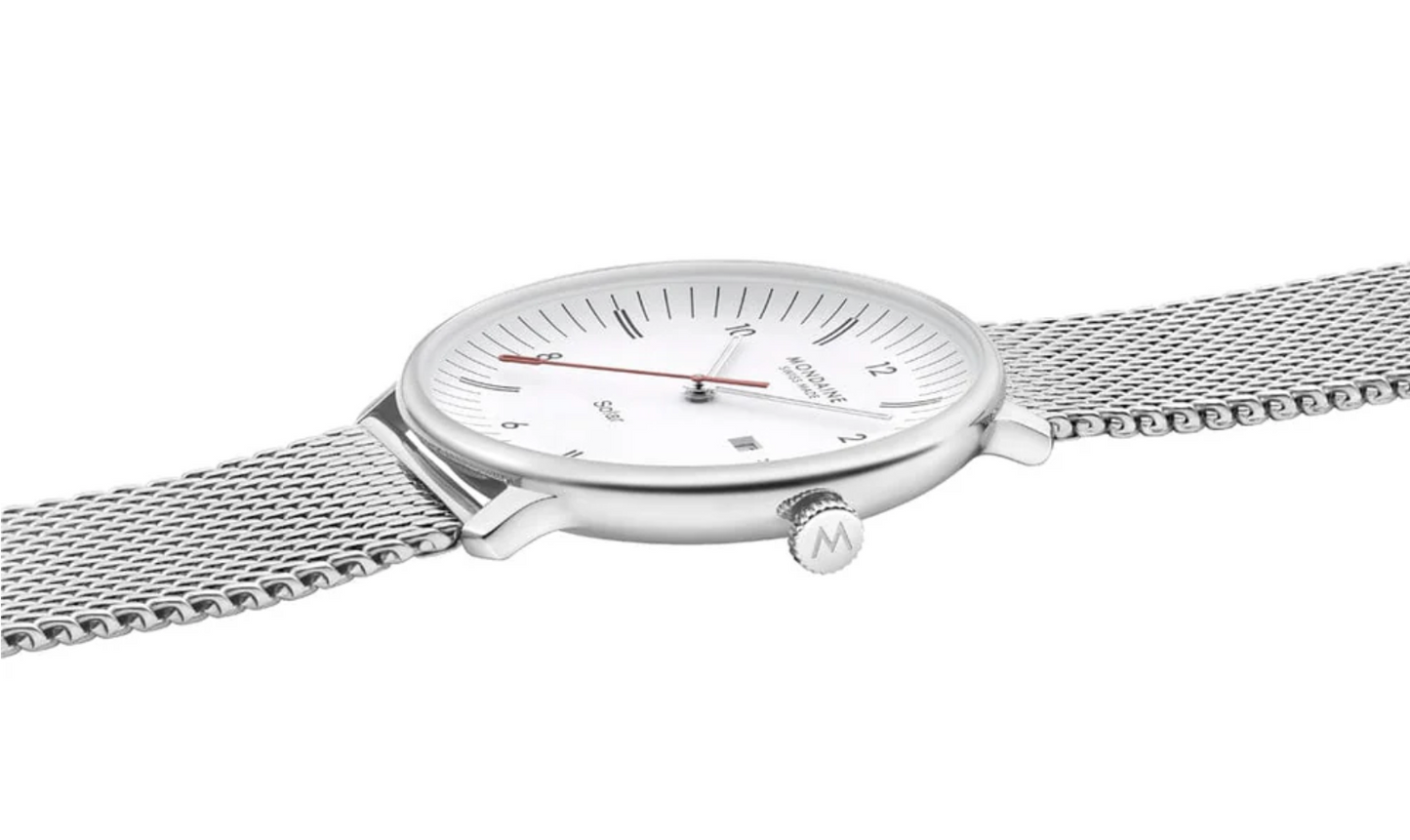 Mondaine Solar MLE.41910.SM Double Sapphire Glass Milanese 41mm Swiss Made Watch