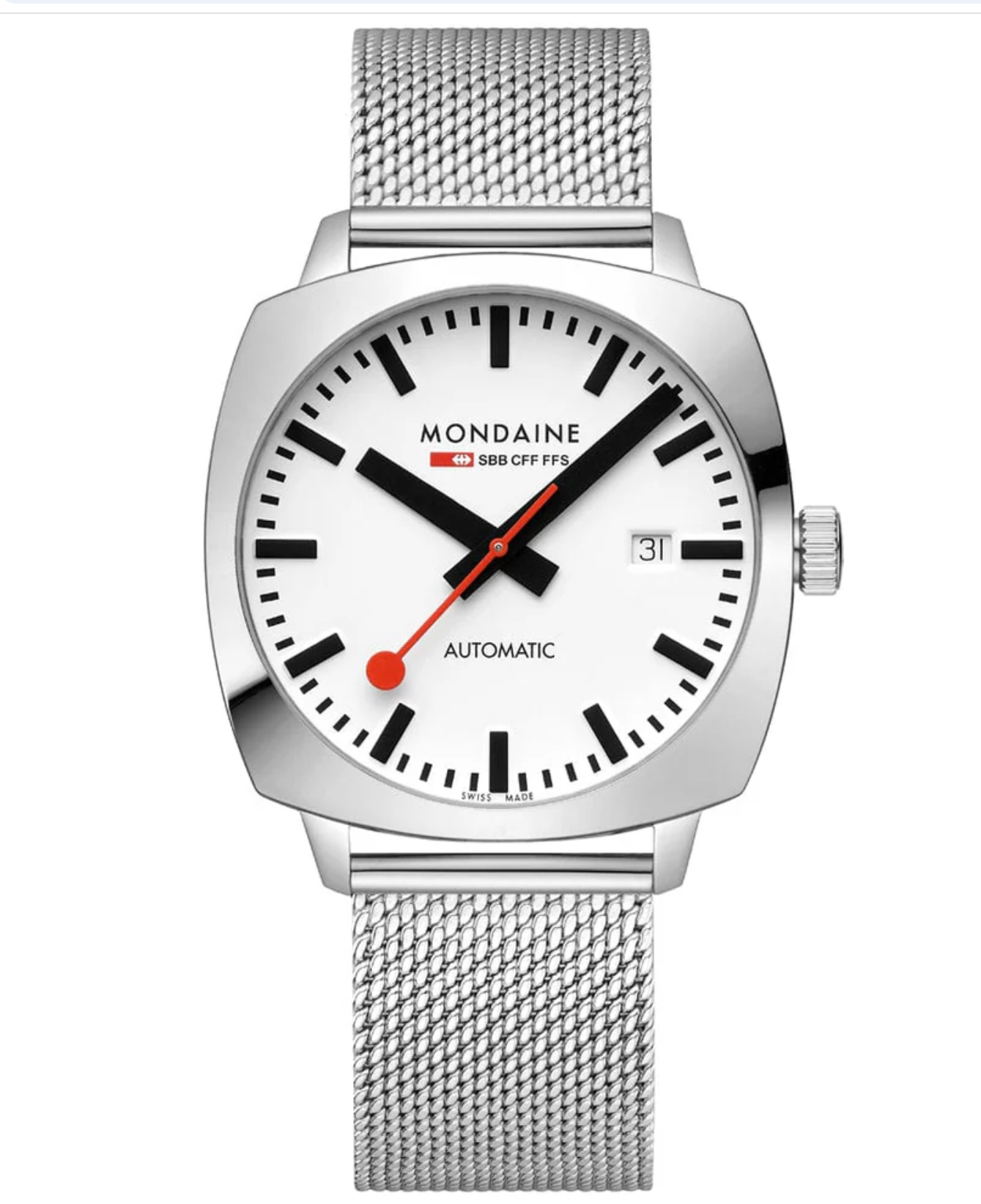 Share Mondaine MSL.3961B.SM Mens Swiss Watch Cushion Automatic 39mm Sapphire Crystal