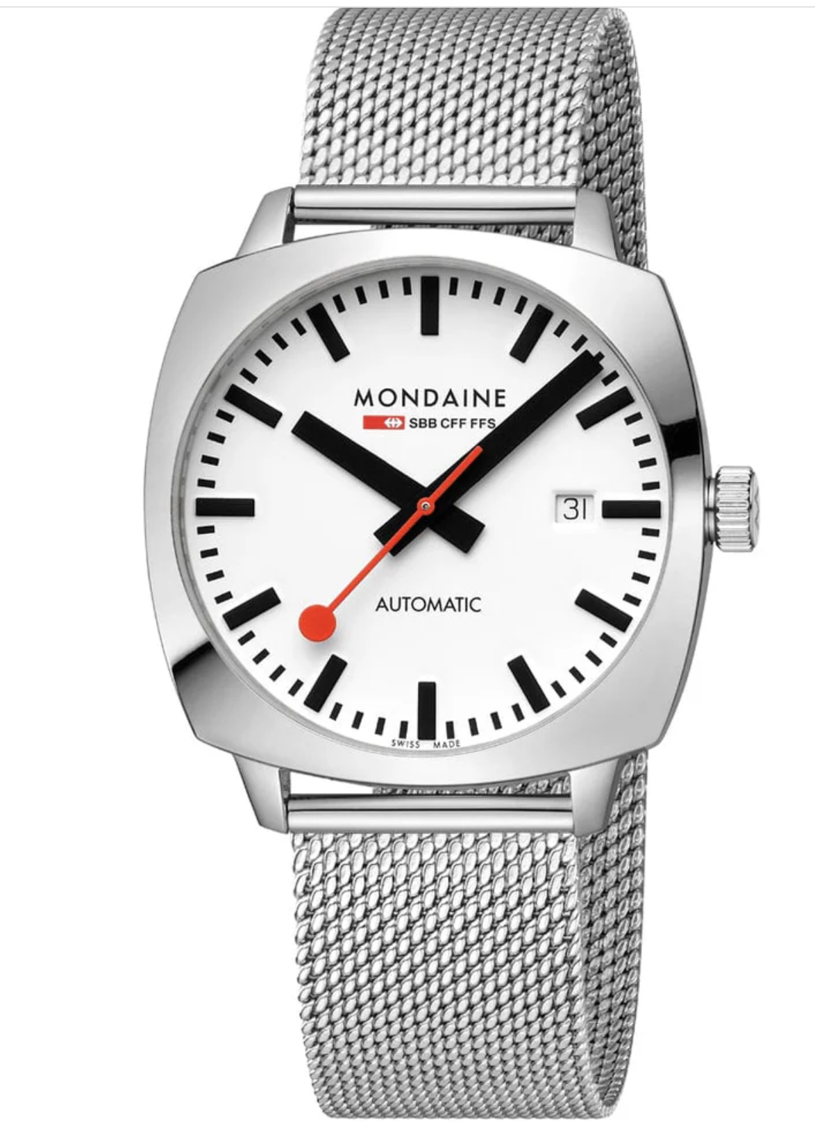 Share Mondaine MSL.3961B.SM Mens Swiss Watch Cushion Automatic 39mm Sapphire Crystal