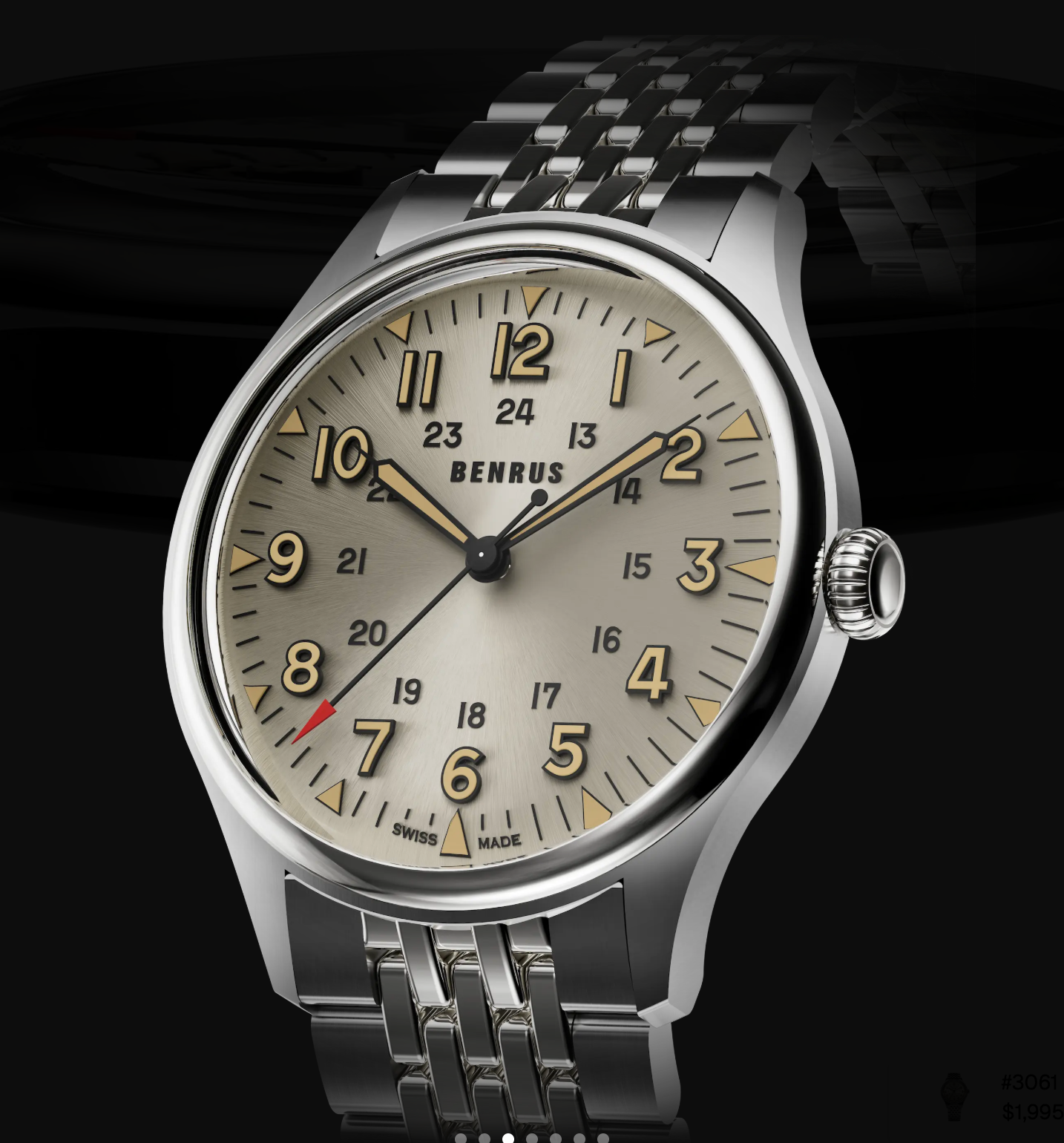 BENRUS Swiss Automatic 3061 BOR Men's Watch ETA 2892 Beads of Rice Bracelet