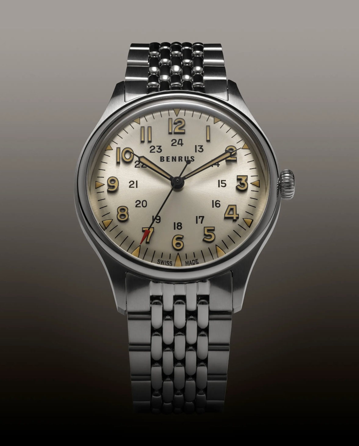 BENRUS Swiss Automatic 3061 BOR Men's Watch ETA 2892 Beads of Rice Bracelet