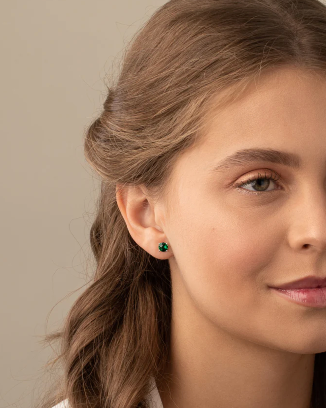 3.00 CT Lab Created Green Emerald Stud Earrings 14K White Gold 7mm Push Back