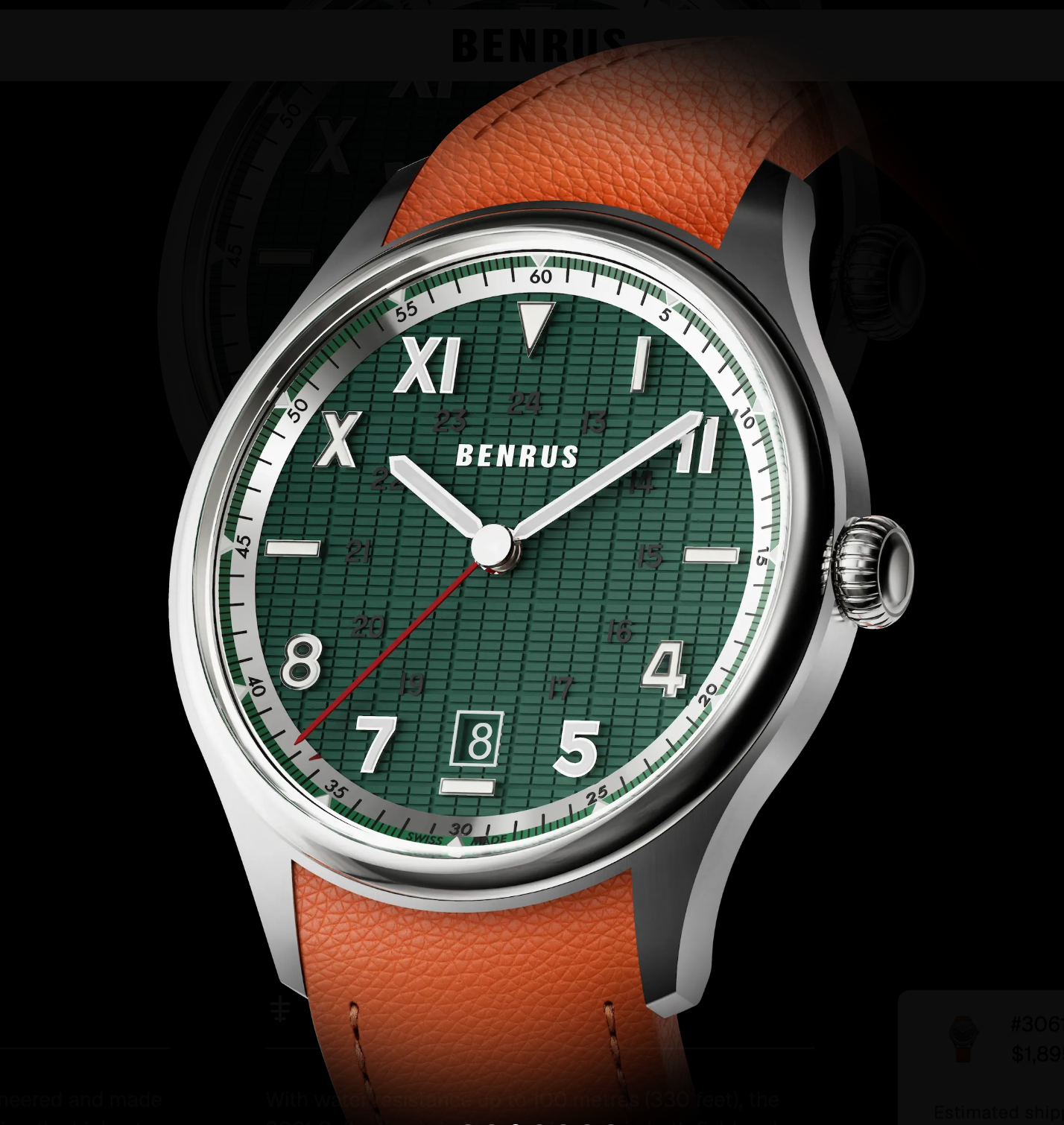 Bensh 3061 GT Men's Swiss Made Automatic Watch ETA 2892 Sapphire Crystal