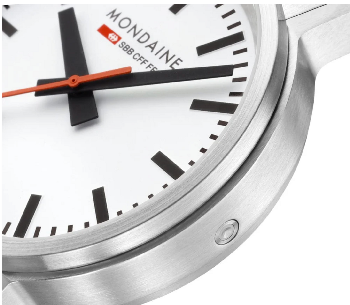 Mondaine stop2go 41mm Swiss Made White Dial Sapphire Steel Watch MST.4101B.SJ