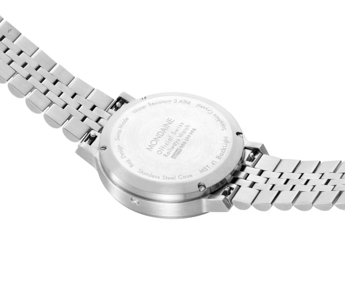 Mondaine stop2go 41mm Swiss Made White Dial Sapphire Steel Watch MST.4101B.SJ