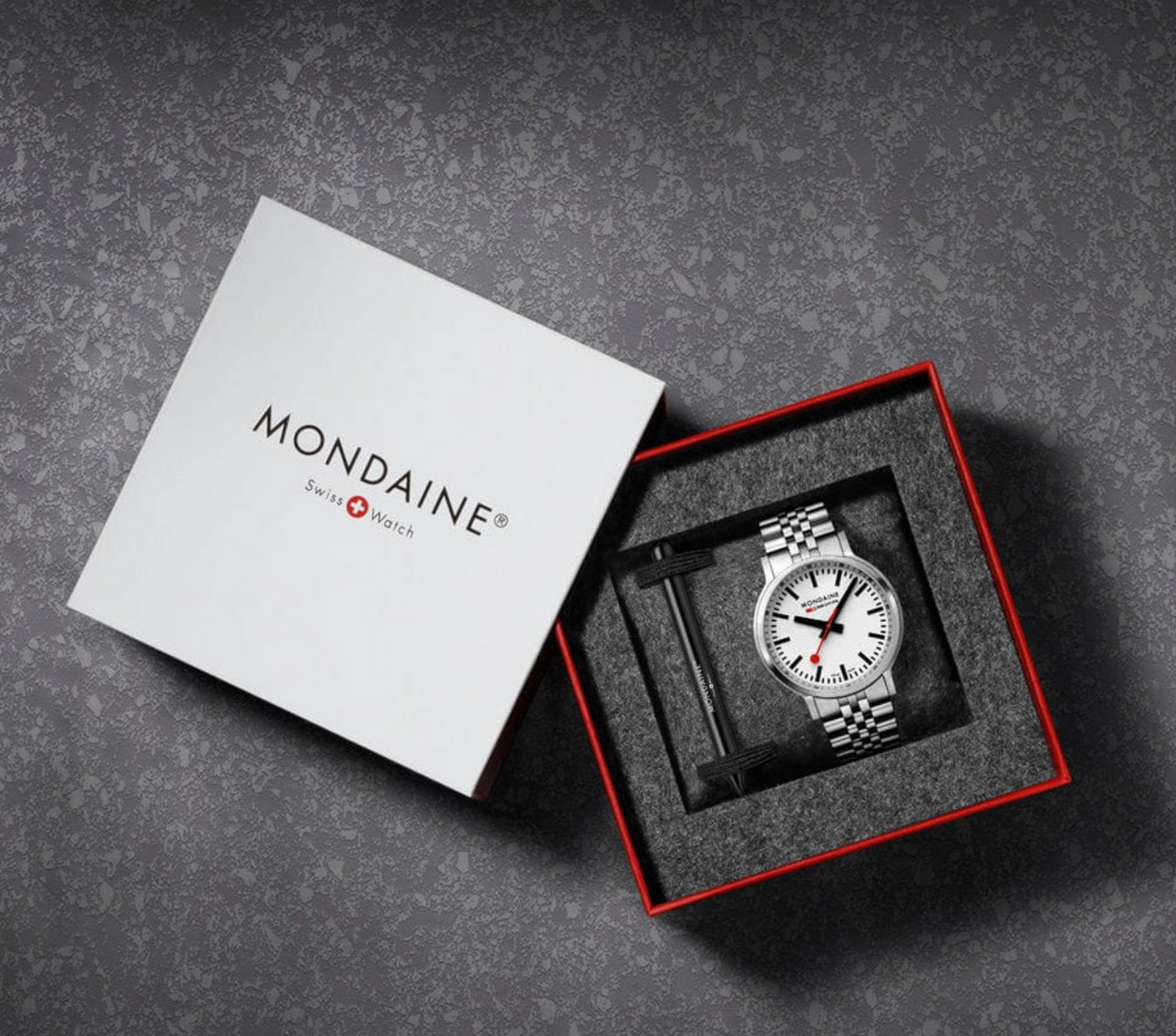 Mondaine stop2go 41mm Swiss Made White Dial Sapphire Steel Watch MST.4101B.SJ