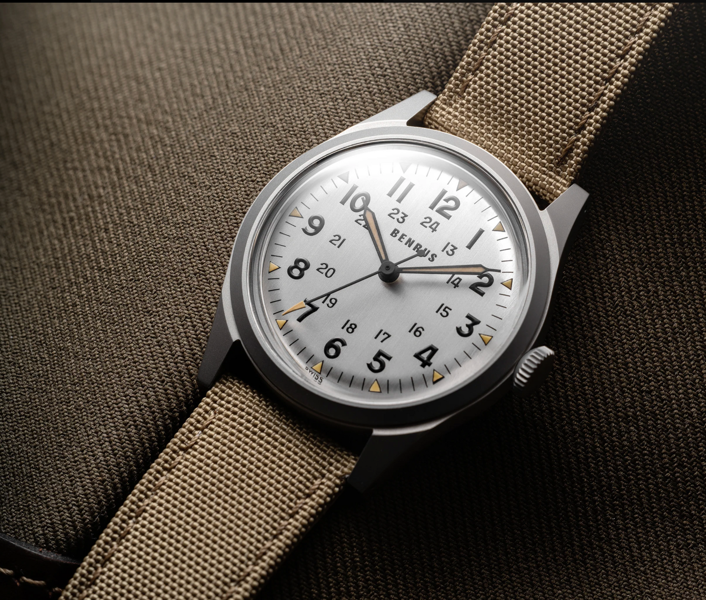 Benrus DTU White Dial Swiss Automatic Field Watch 38mm Sapphire Crystal ETA 2892