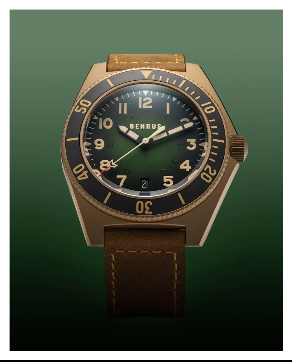 Benrus TYPE 2 UJ Swiss Made Automatic Watch 41.5mm Bronze PVD Sapphire Crystal