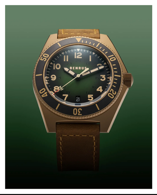 Benrus TYPE 2 UJ Swiss Made Automatic Watch 41.5mm Bronze PVD Sapphire Crystal