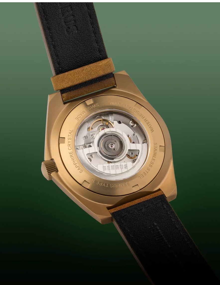 Benrus TYPE 2 UJ Swiss Made Automatic Watch 41.5mm Bronze PVD Sapphire Crystal