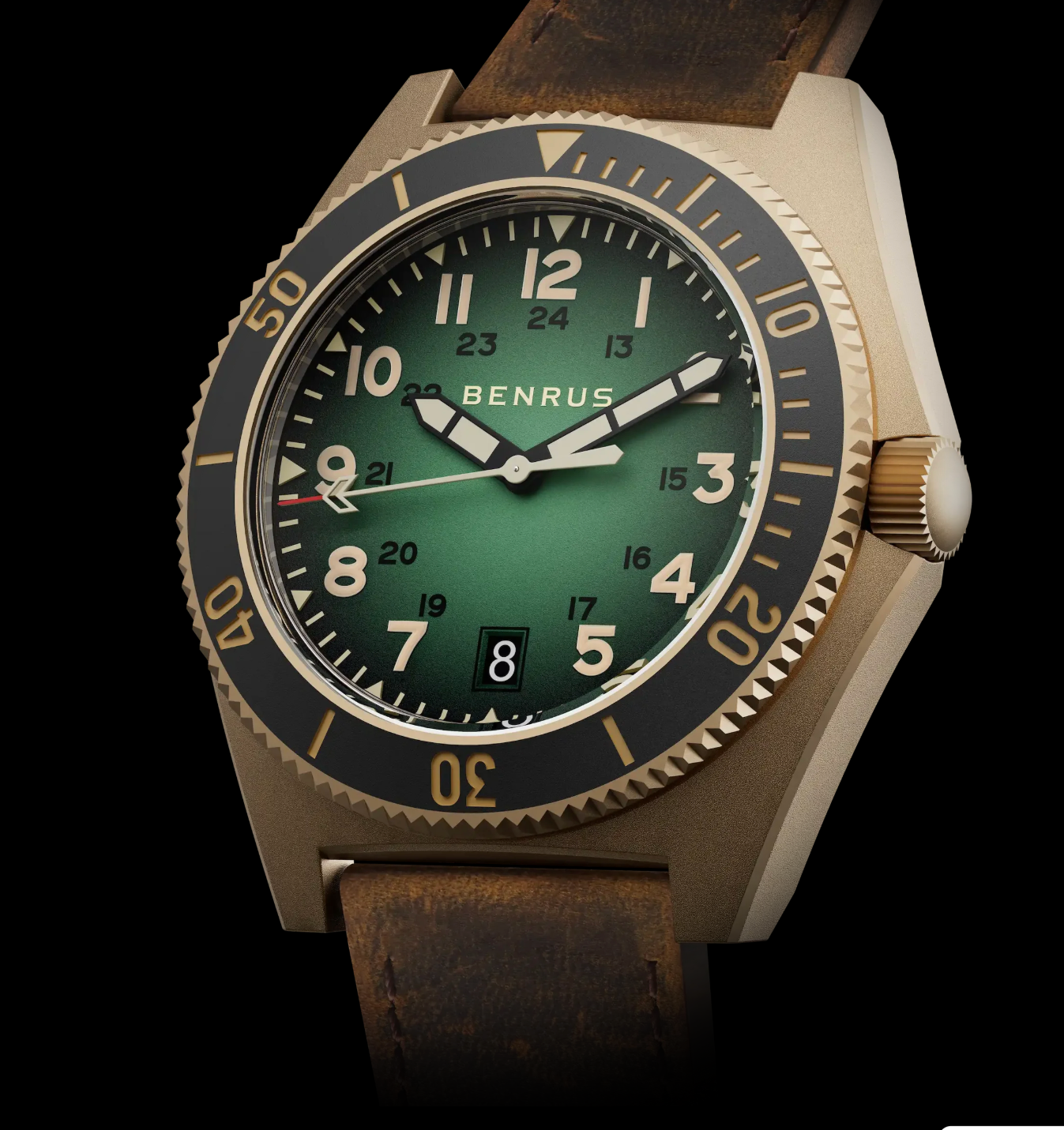 Benrus TYPE 2 UJ Swiss Made Automatic Watch 41.5mm Bronze PVD Sapphire Crystal