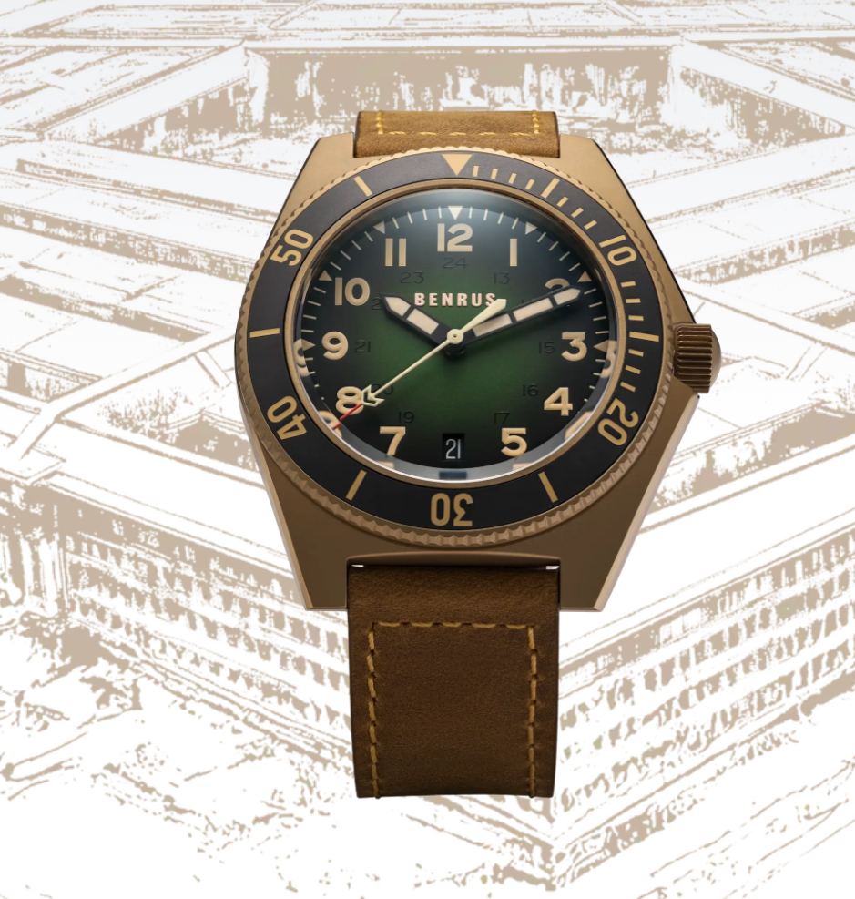 Benrus TYPE 2 UJ Swiss Made Automatic Watch 41.5mm Bronze PVD Sapphire Crystal