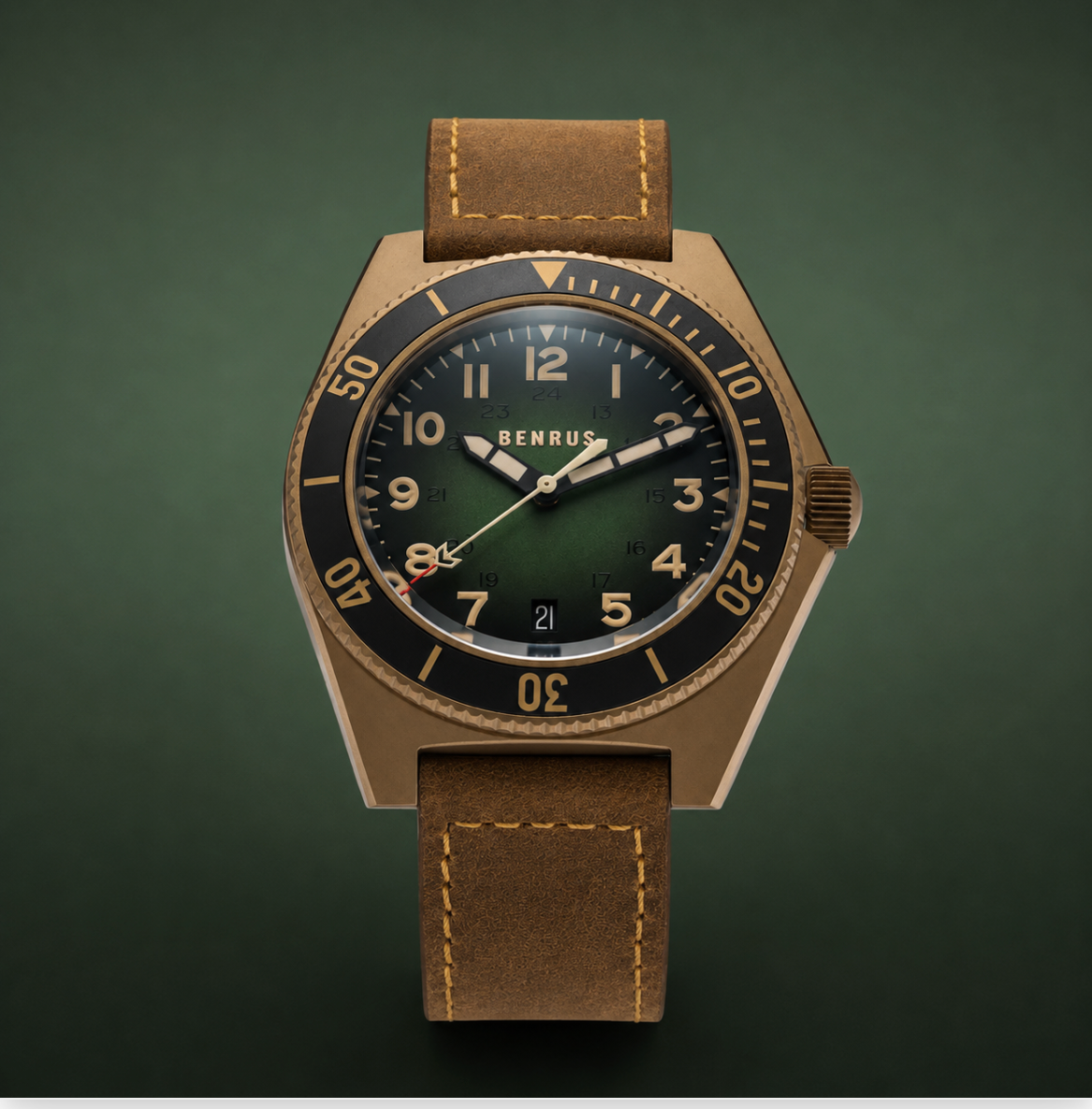 Benrus TYPE 2 UJ Swiss Made Automatic Watch 41.5mm Bronze PVD Sapphire Crystal