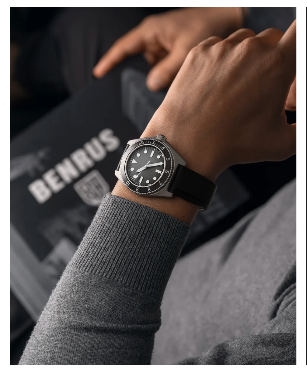 BENRUS Type 1 MIL SPEC 39.5mm Swiss Automatic Sapphire Crystal T1MS-SS-B-395 Watch